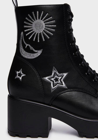Astro Star And Moon Chunky Boots