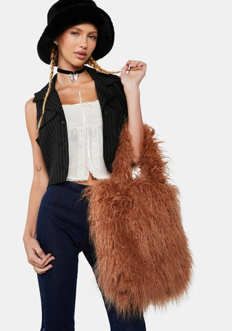 Mocha Spreading Love Shaggy Tote Bag