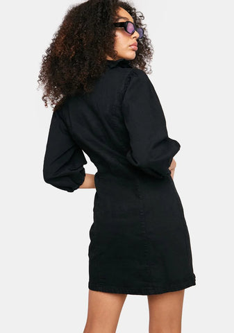 Black Button Down Mini Dress