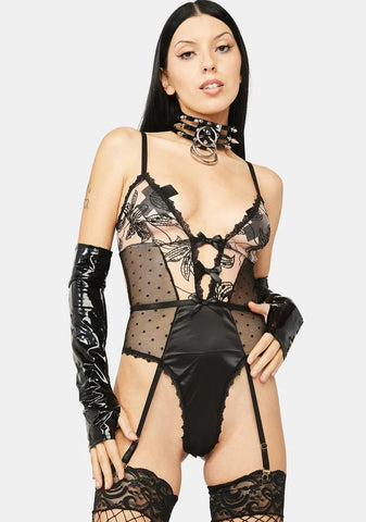 Wishful Embroidered Garter Teddy