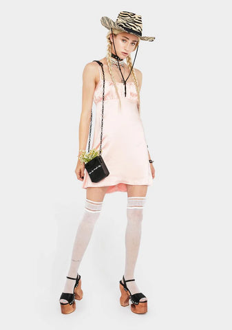 Satin Peach Dahlia Mini Dress