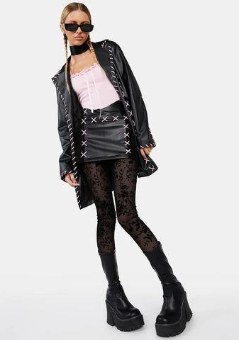 Tug My Heartstrings Floral Tights