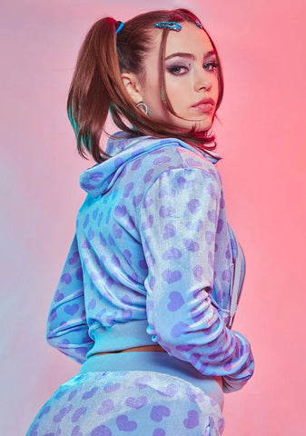 Loyal Maneater Velour Track Jacket-Blue