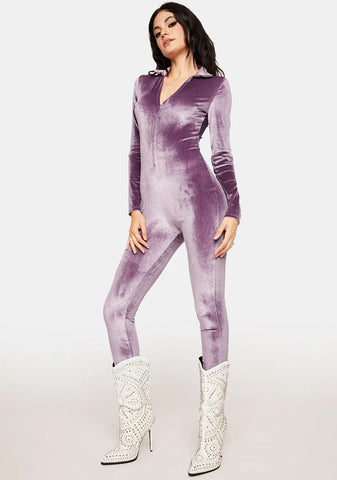 Violet How Dare You V Neck Catsuit