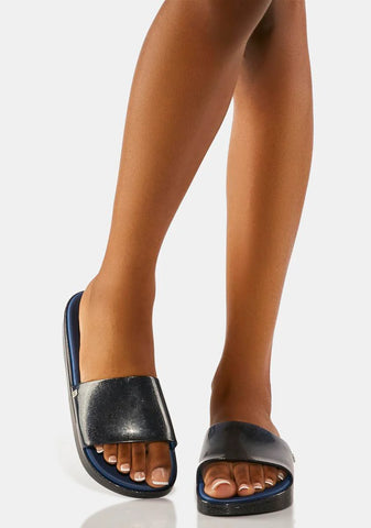 Black Beach Slide Sandals