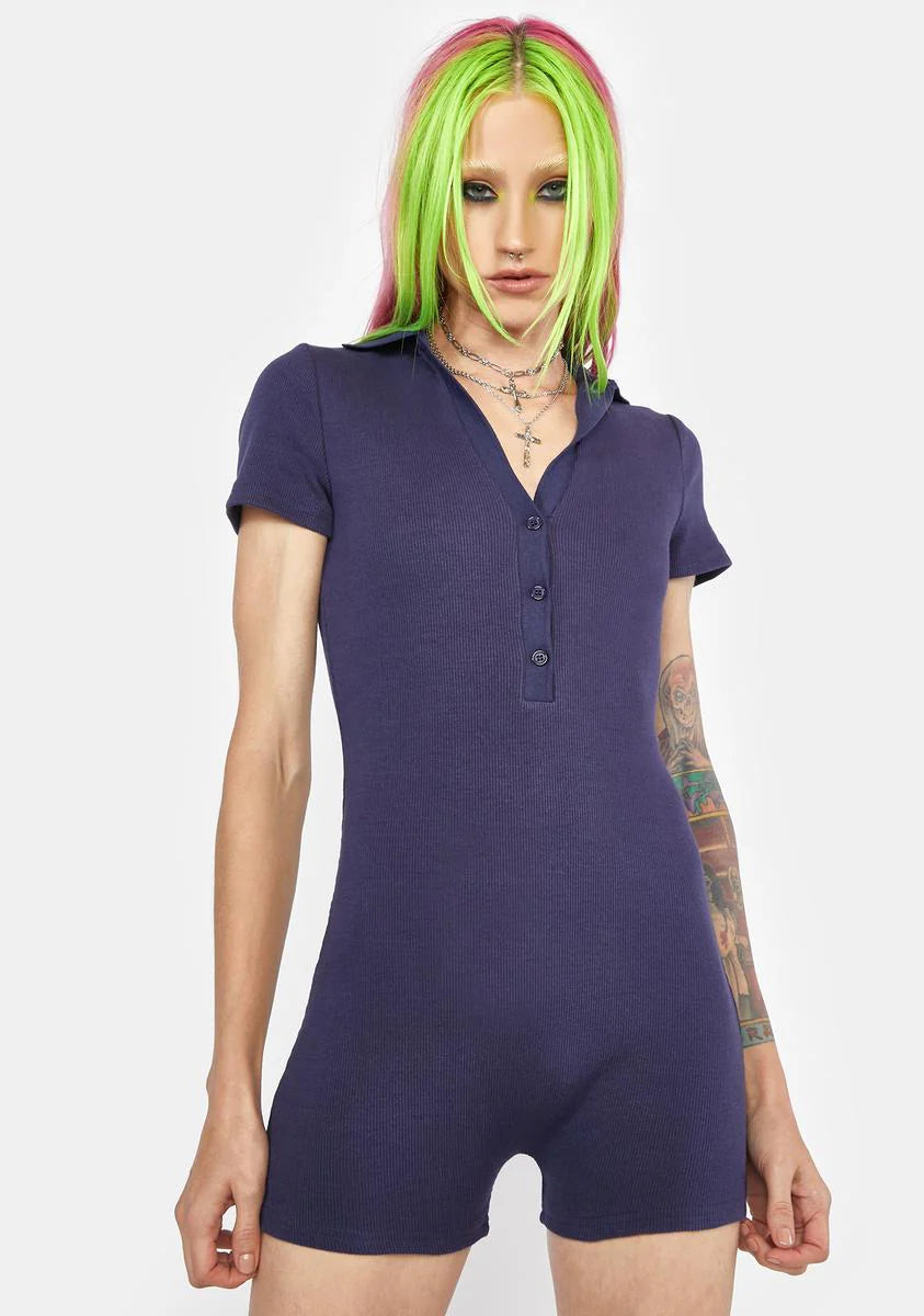 Navy Play To Win Knit Romper