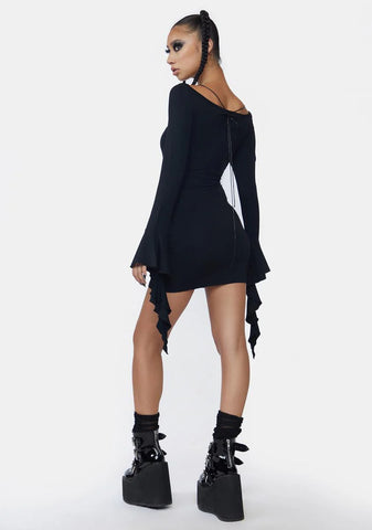 Long Sleeve Cutout Detail Mini Dress