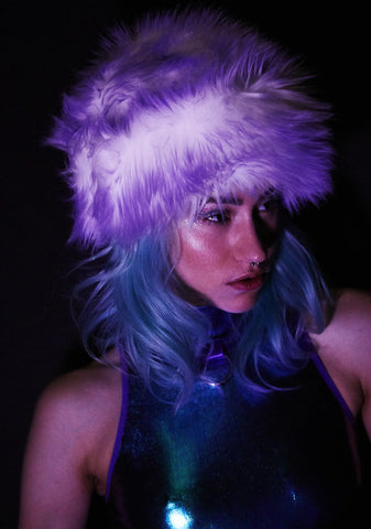 Lilac Faux Fur Cap