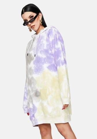 Tie Dye Printed Logo Hoodie Dress