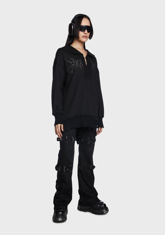 Sailor Neck Mid Thick Pullover Sweatshirt