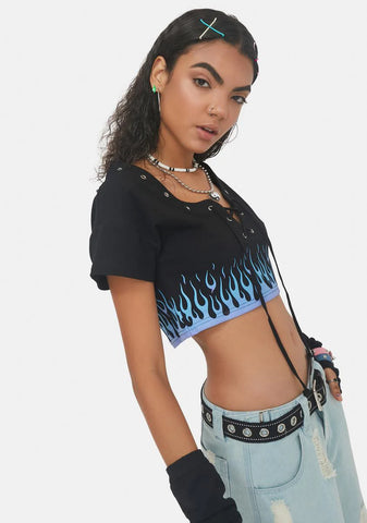 Alley Oop Lace Up Crop Tee