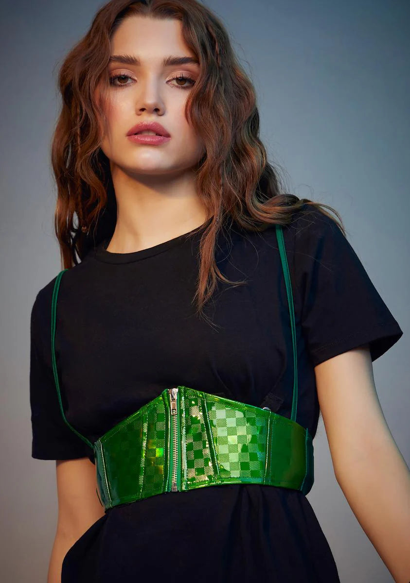 Emerald Light Chaser Holographic Underbust Corset