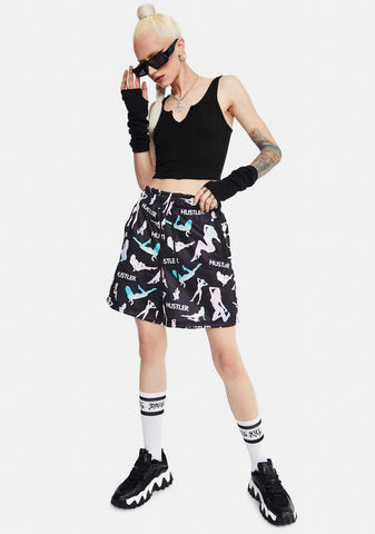 X Hustler Pattern Shorts