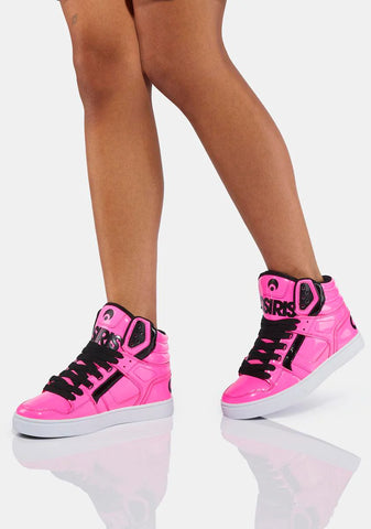 Neon Pink Clone High Top Sneakers