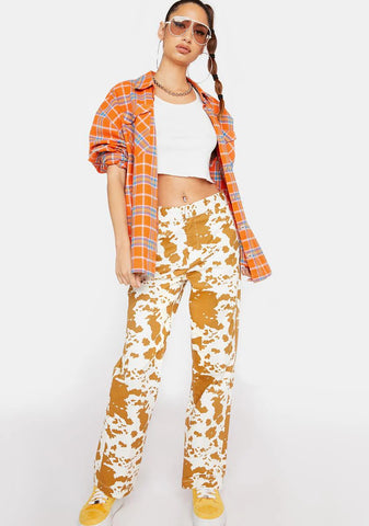 Cow Print Straggler Printed Pants