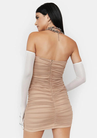Taupe Dance 'Til Dawn Strapless Mini Dress