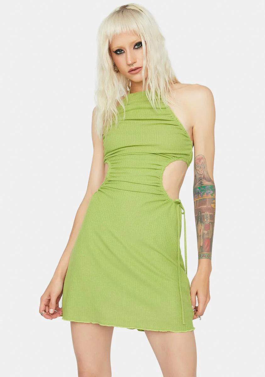 Clearly Lovely Ruched Halter Mini Dress