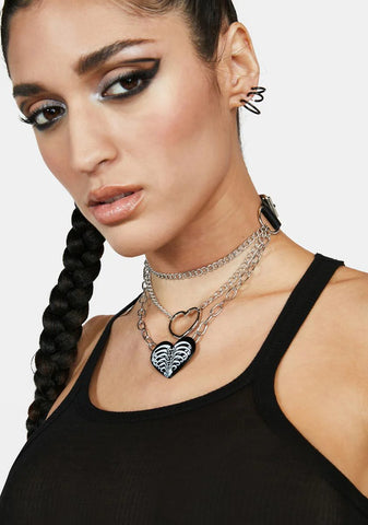 Heart In A Cage Layered Necklace