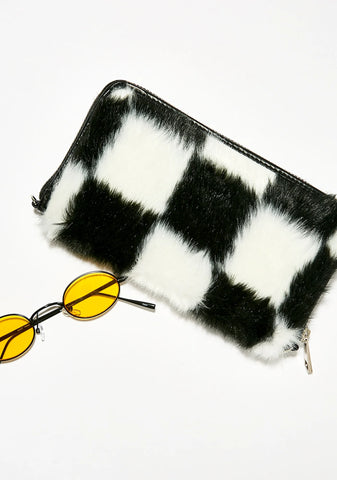 Double Check Faux Fur Wallet