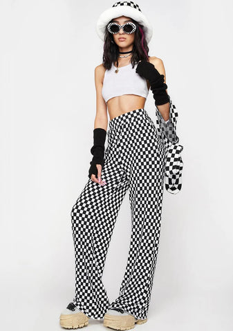 Checkered Knit Pants