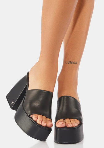 Highrise Black Leather Heels