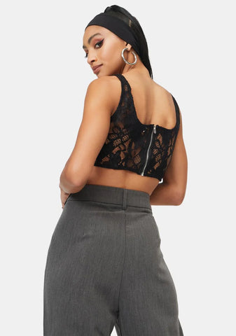Black Heaven Lace Corset Crop Top
