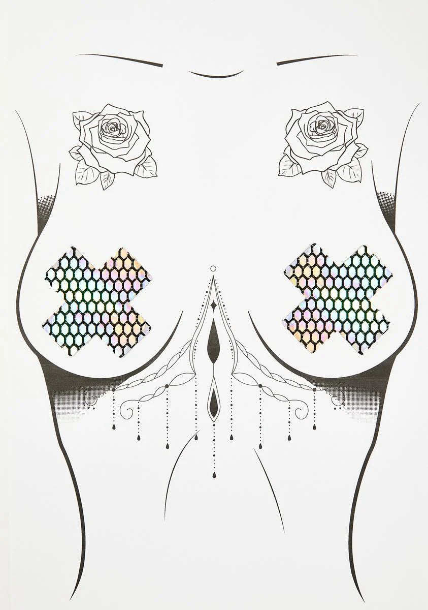 Mirrored Holographic Cross Pasties