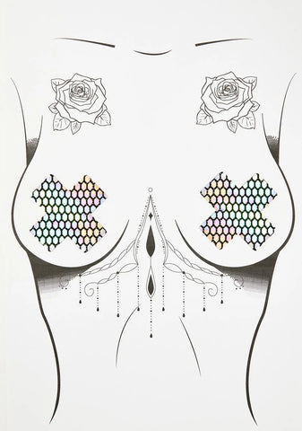 Mirrored Holographic Cross Pasties