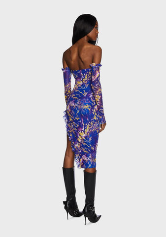 Cobalt Surreal Daze Midi Dress