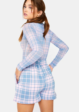 Blue My Way Plaid Shorts