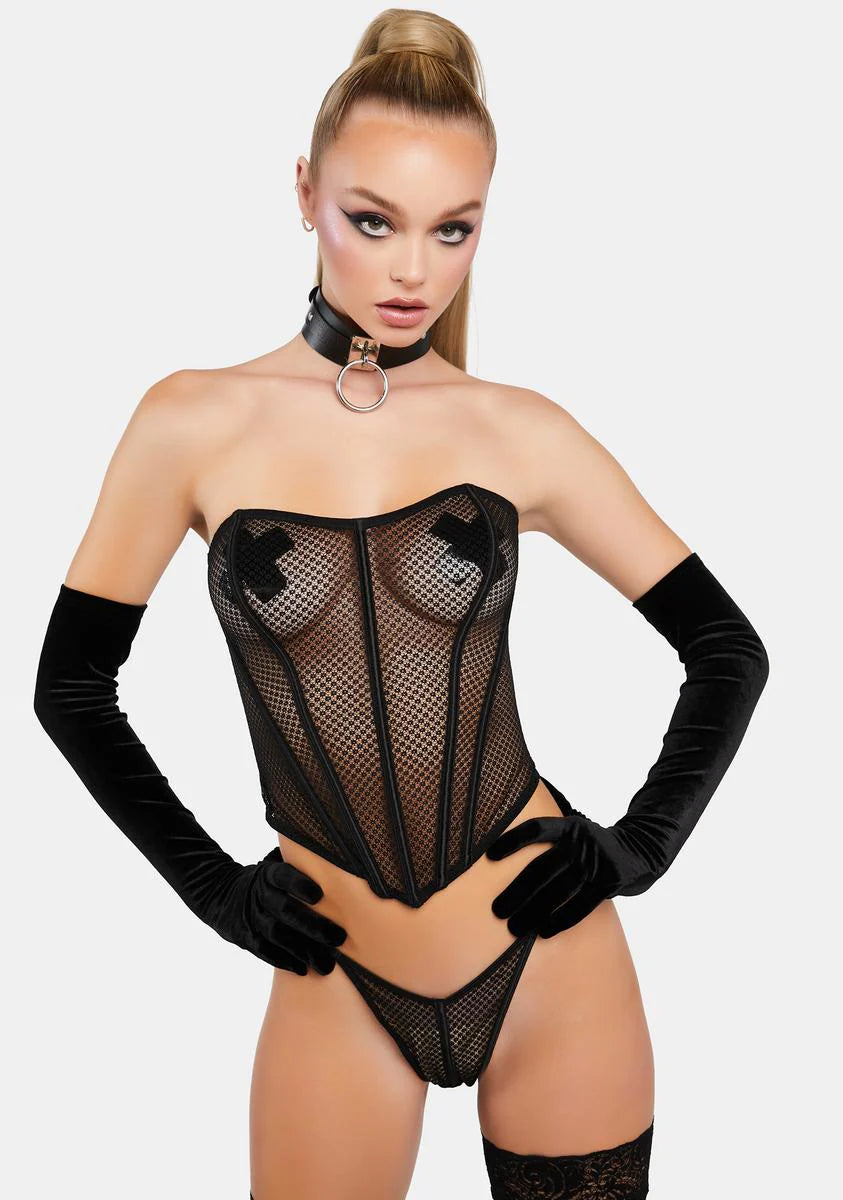 Athena Jacquard Mesh Bustier Set