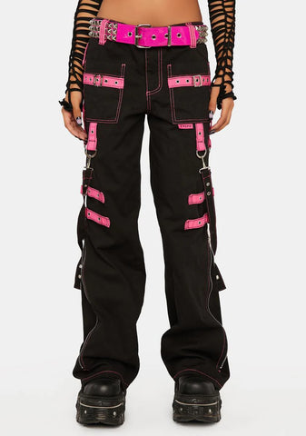 Pink Buckle Strap And Ring Pants