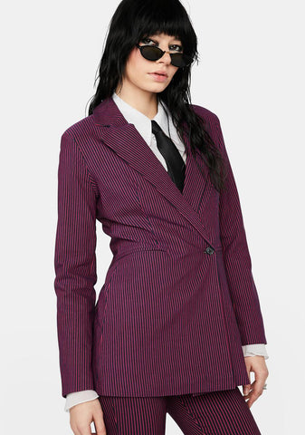 Feeling The Blues Striped Blazer