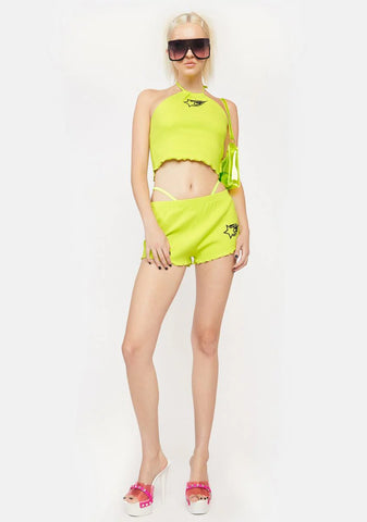 Lime Total Hotshot Ribbed Halter Set