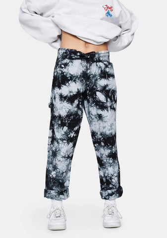 Grey Acid Wash Combat Pants
