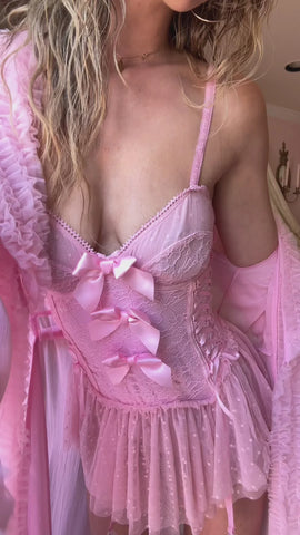 Delightfully Demure Sheer Robe - Pink