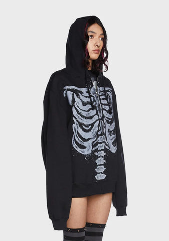 Skeleton Zip Up Hoodie Jacket
