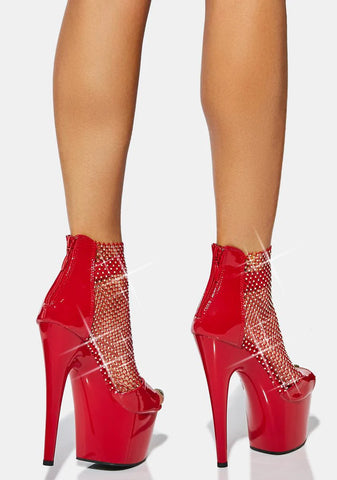 Scarlet Glamour Stunts Rhinestone Platform Heels
