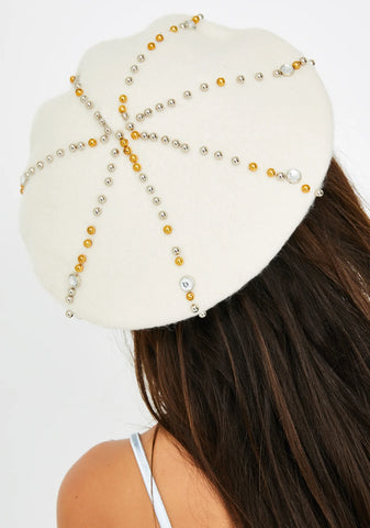 Ivory True Wish Jeweled Beret
