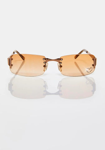Brown Rectangular Sunglasses