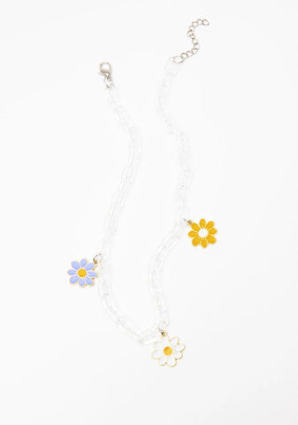 Let's Get Groovy Clear Floral Chain Necklace