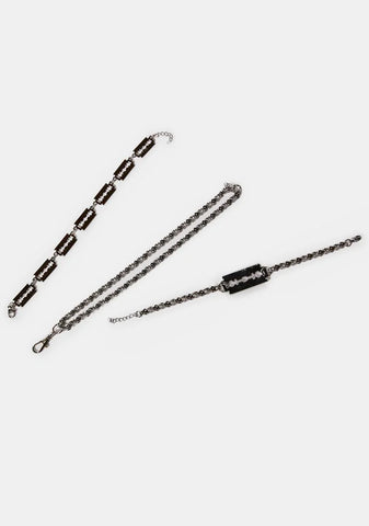 Distortion Razor Blade Chain Bracelets