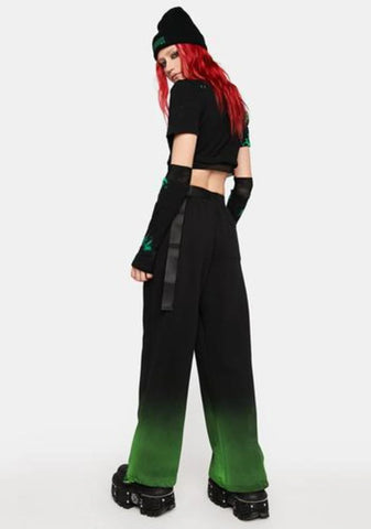 Dark Black Green Gradient Pants