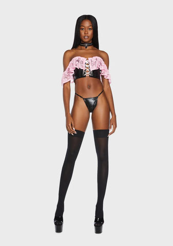 Lavish Light Pink Lace Bustier Top