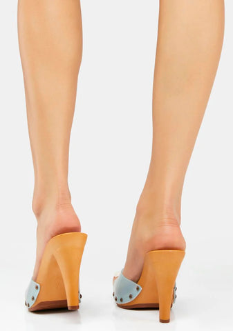 Paxe Baby Blue Vinyl Heels