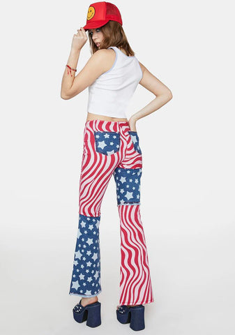 National Anthem Patchwork Flares
