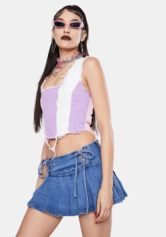 Pastel Patchwork Denim Corset Top