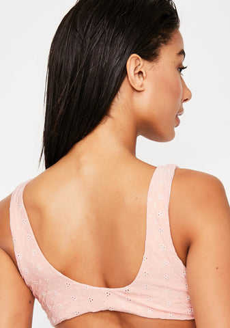 Rosewater Seamless Tie Front Bikini Top