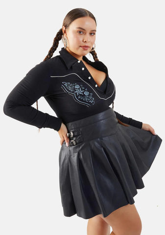 Trendy Trailblazer Vegan Leather Pleated Mini Skirt