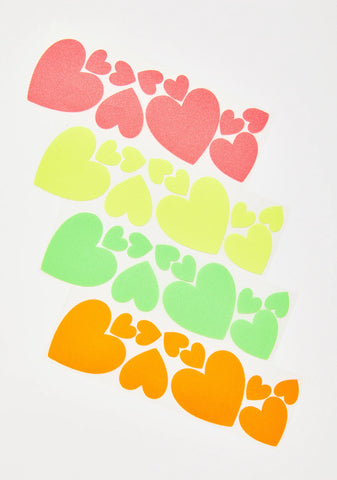 Blacklight Heart Body Stickers